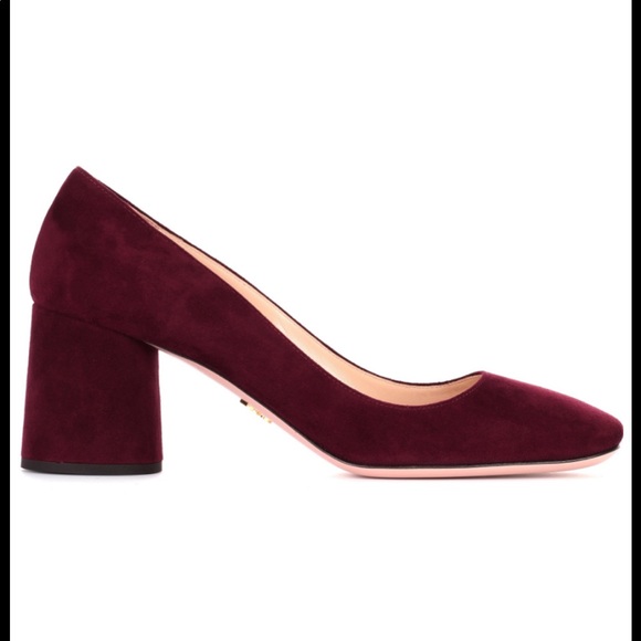 Prada Shoes - Prada Burgundy Block Heel